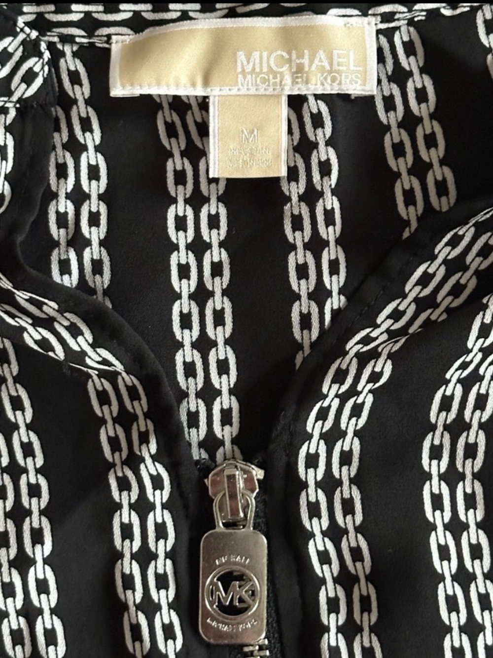 Michael Kors Black and White Chain Pattern Top
